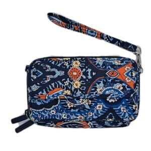 Vera Bradley Smartphone Wristlet Wallet Billfold (Marrakesh) Blue Orange Paisley